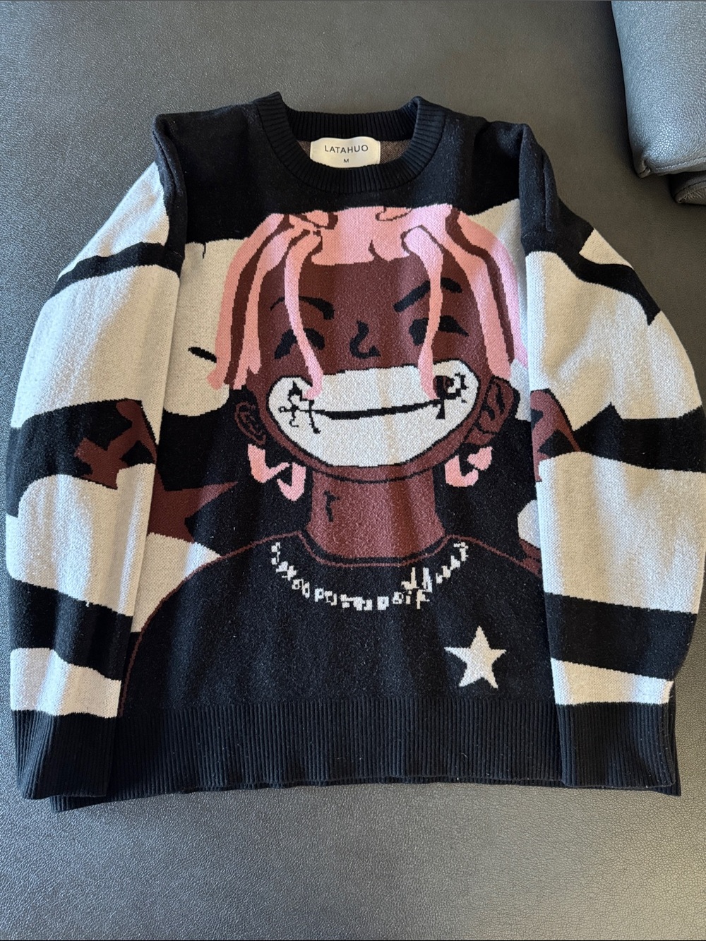 Women's Black & Pink Graphic Knit Sweater